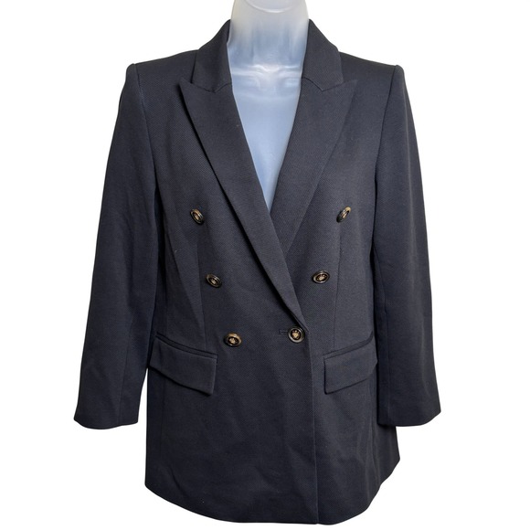 LOFT Jackets & Blazers - LOFT Petites Black Gold Buttons Double Breasted Tailored Blazer Jacket Womens 8P